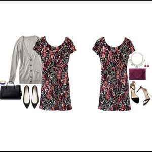 Lily. Duffy Abstract Faux Wrap knit Dress (M)
